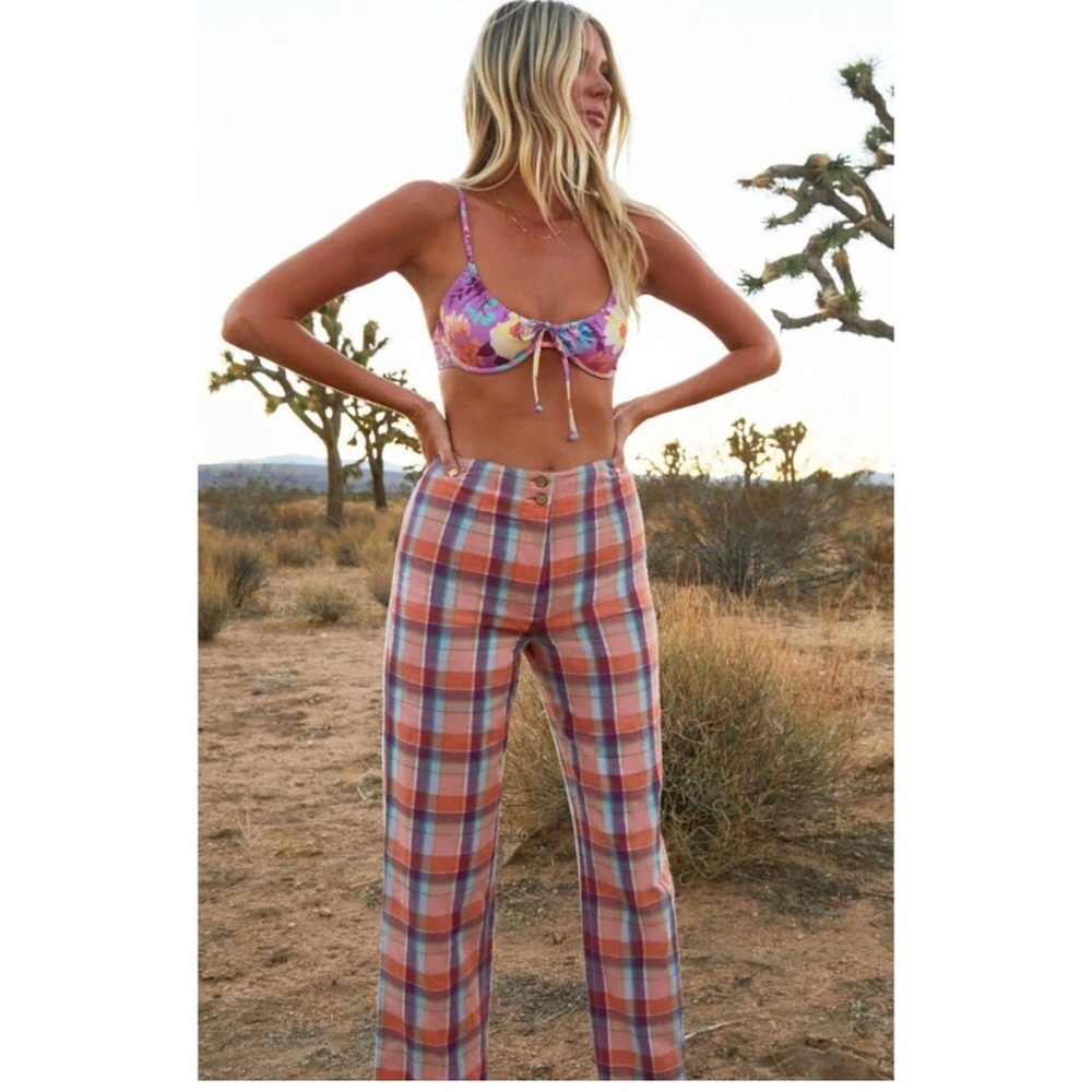 Billabong x The Salty Blonde Plaid Pants NWT